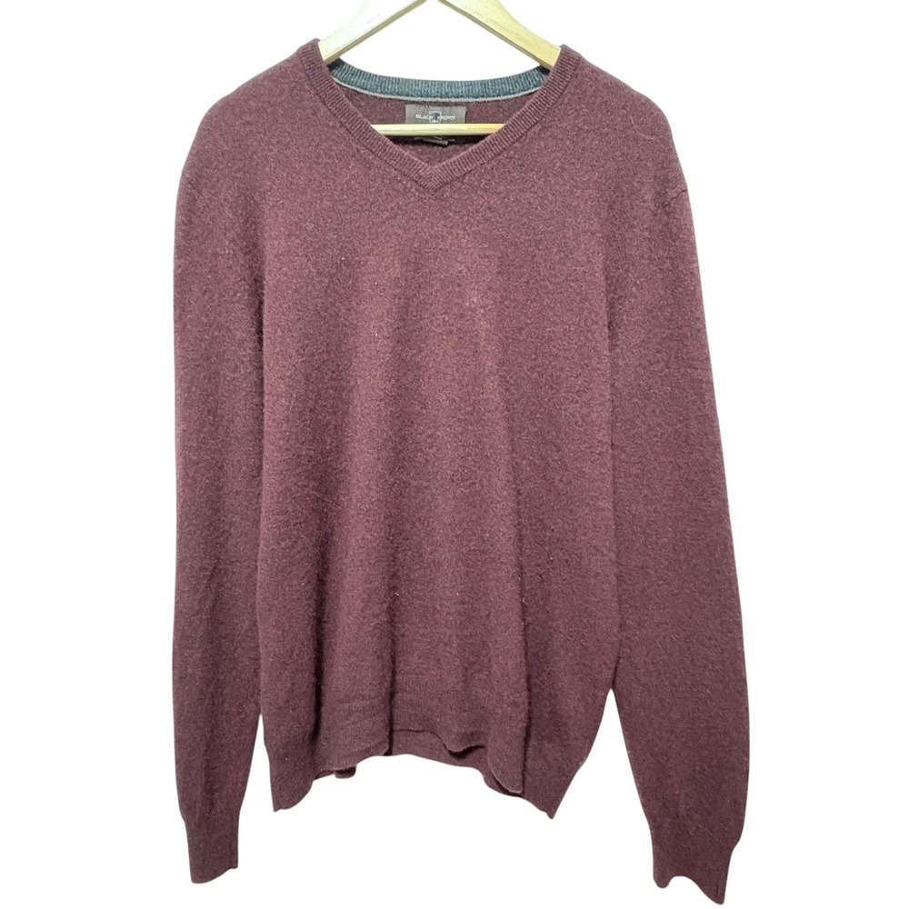 BLACK BROWN 1826 Mens Cashmere Sweater XL Maroon Modern Classic Preppy Old Money